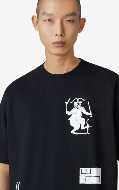 Kenzo Men 'sign & Symbol' Oversize T-shirt Black